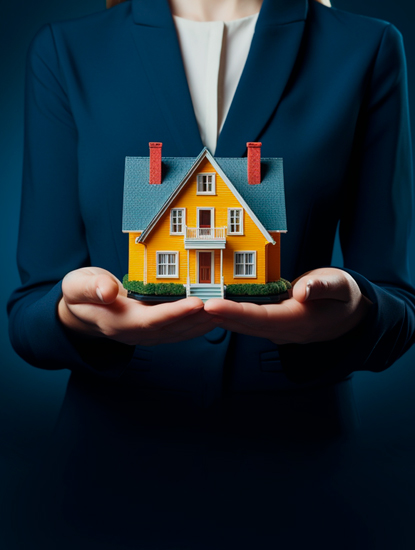 hombre sujetando una casa