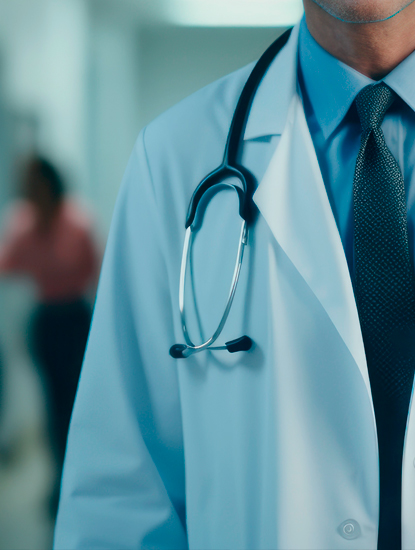 hombro de un doctor con estetoscopio